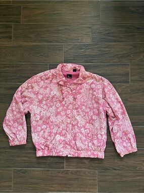 Liz Claiborne Lizsport Pink White Paisley Windbreaker 90s Vintage Women’s M